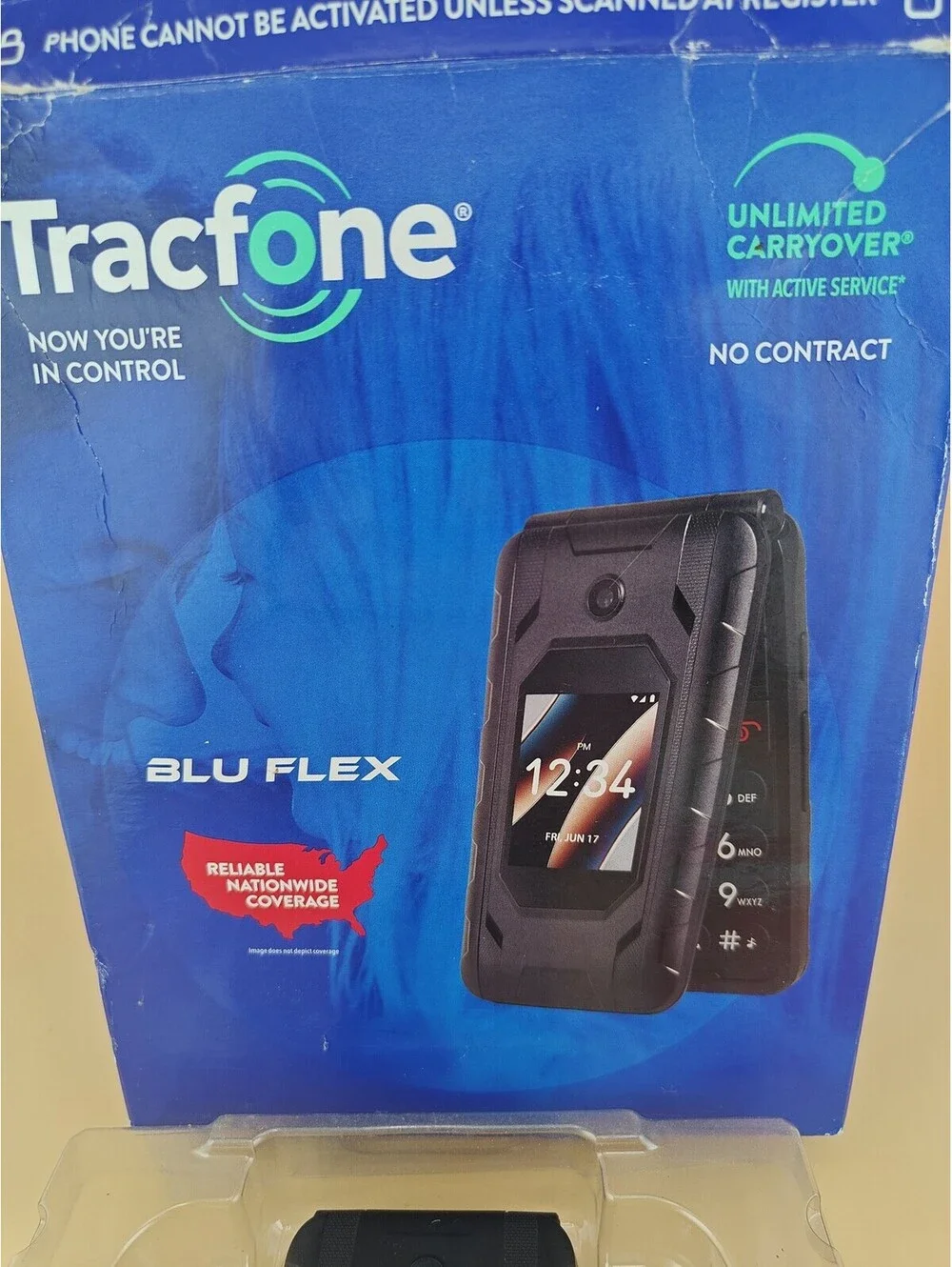 BLU Flex 8GB Tracfone Prepaid Flip Phone Black New Ready to Activate